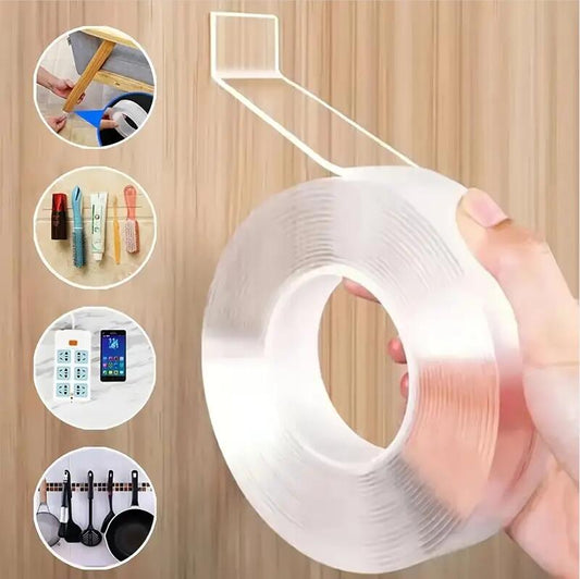 ( 2 Roll/ORDER ) Nano Double Sided Tape, Transparent Reusable Tape, Daily Office Supplies, Waterproof Tape Clean Kitchen Bathroom Tape And Fixing Products