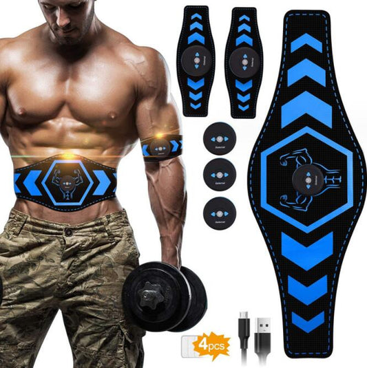 New 4-piece Belt Ems Abdominal Arm Trainer Body Slimming Belt Abs Muscle Stimulator Toner For Home Gym Fitness Exercise