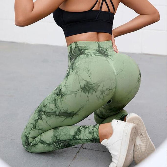 High-Stretch Tie-Dye Yoga Leggings for Women Seamless Workout Pants for Cycling and Yoga Comfortable and Stylish Activewear