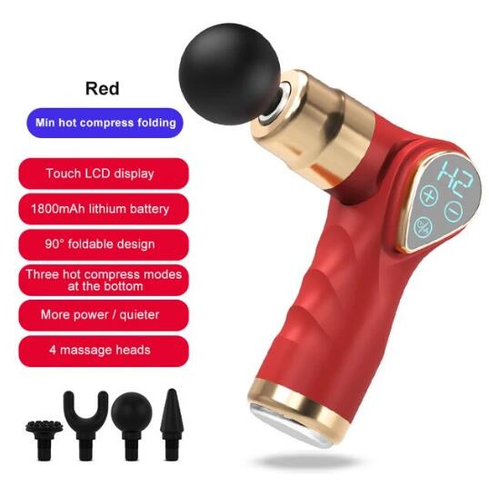 Compress Folding Massage Gun LCD Display Muscle Neck Electric Massager for Body Relaxation Pain Relief Pain Therapy